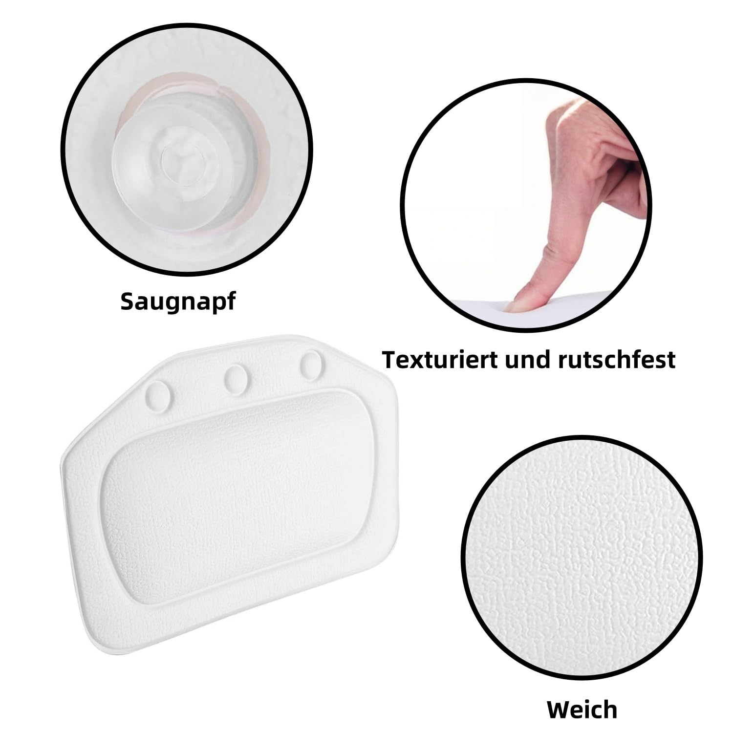 LATRAT Reposacabezas Bañera, Bañeras Almohada Espuma Suave Acolchado Spa Bañera Almohada Bañera para Uso Casero, Blanco