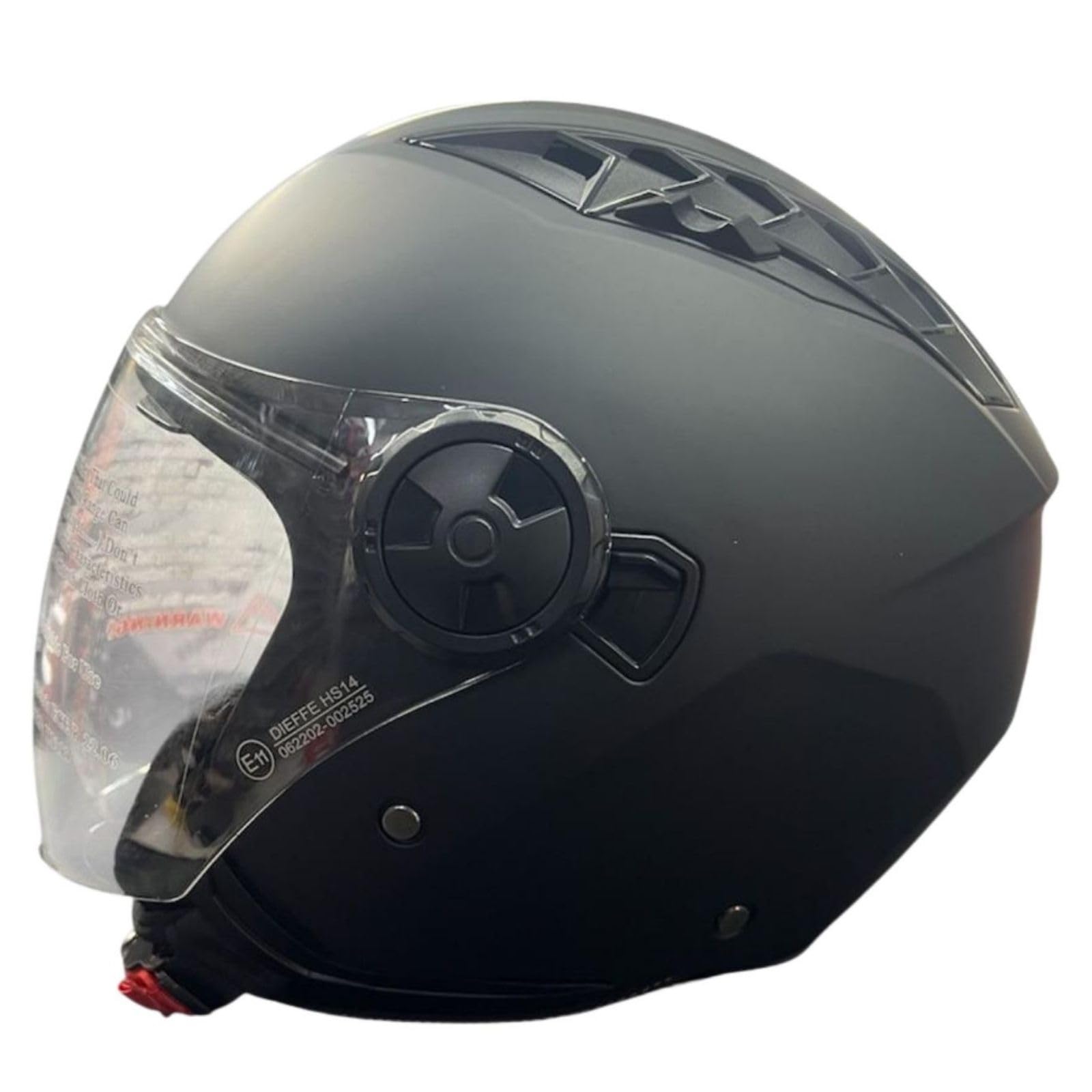 Casco JET Dieffe DF62 nero opaco con visiera e visierino a scomparsa fumè