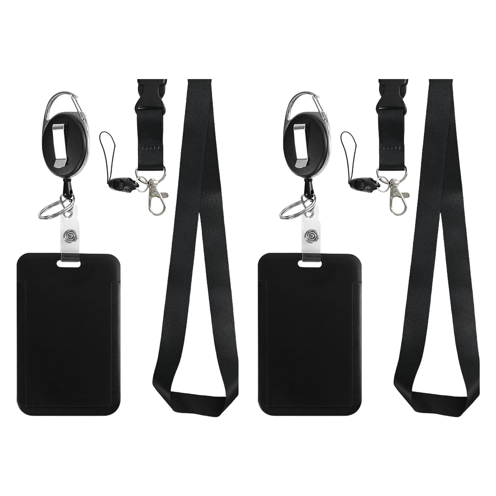 2 Set Lanyard Retractable Badge Reel Reel Clip Card Badge Holder Vertical Card Protector Holder with Retractable Lanyard