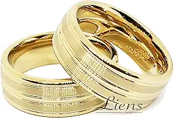 Par de Aliança Casamento Tungstênio Banhada Ouro 18K Amor Eterno 8mm