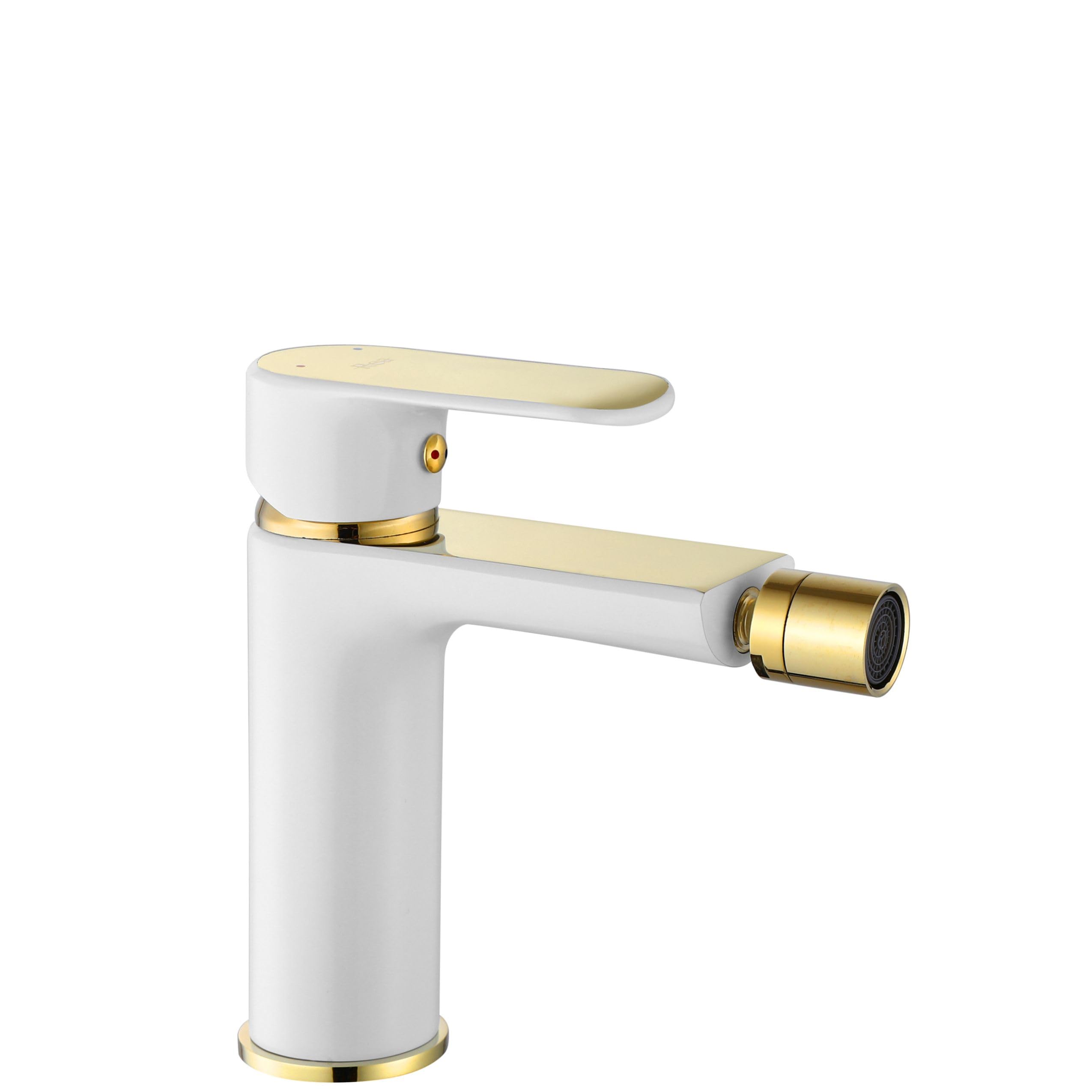 Rea GRIFO DE BIDET BLOOM WHITE GOLD Mezclador monomando de latón para WC Inodoro Baño (Blanco/Dorado)