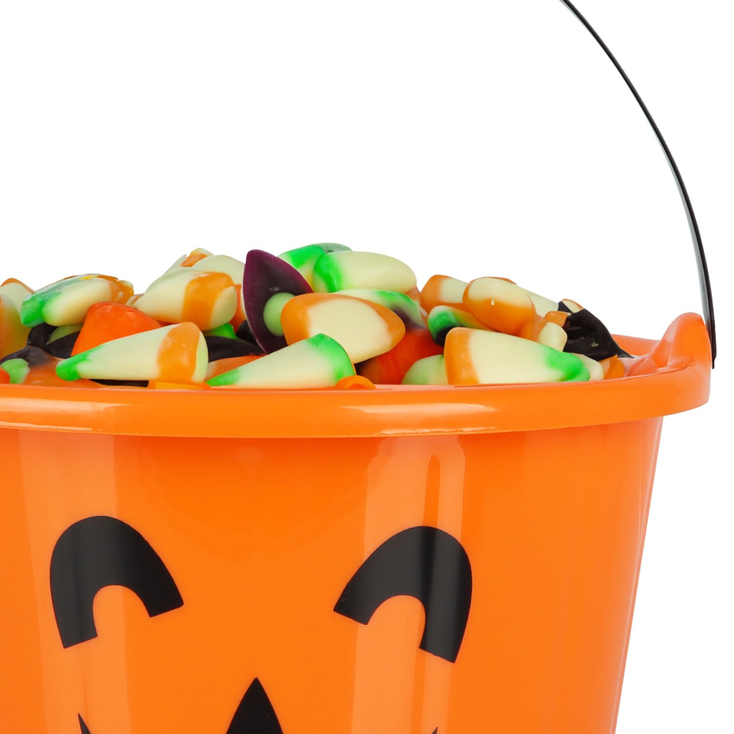com-four® 4X Halloween Kürbis Eimer - Kunststoff-Eimer im Kürbis-Design zum Sammeln von Süßigkeiten - Sammel-Tasche mit Henkel für Halloween