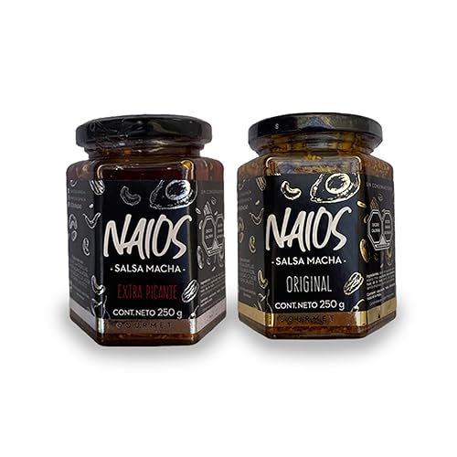 NAIOS SALSA MACHA 2 PACK (Extra PicanteOriginal) Hecho a mano con 7 tipos diferentes de semillas y aceite de aguacate premium