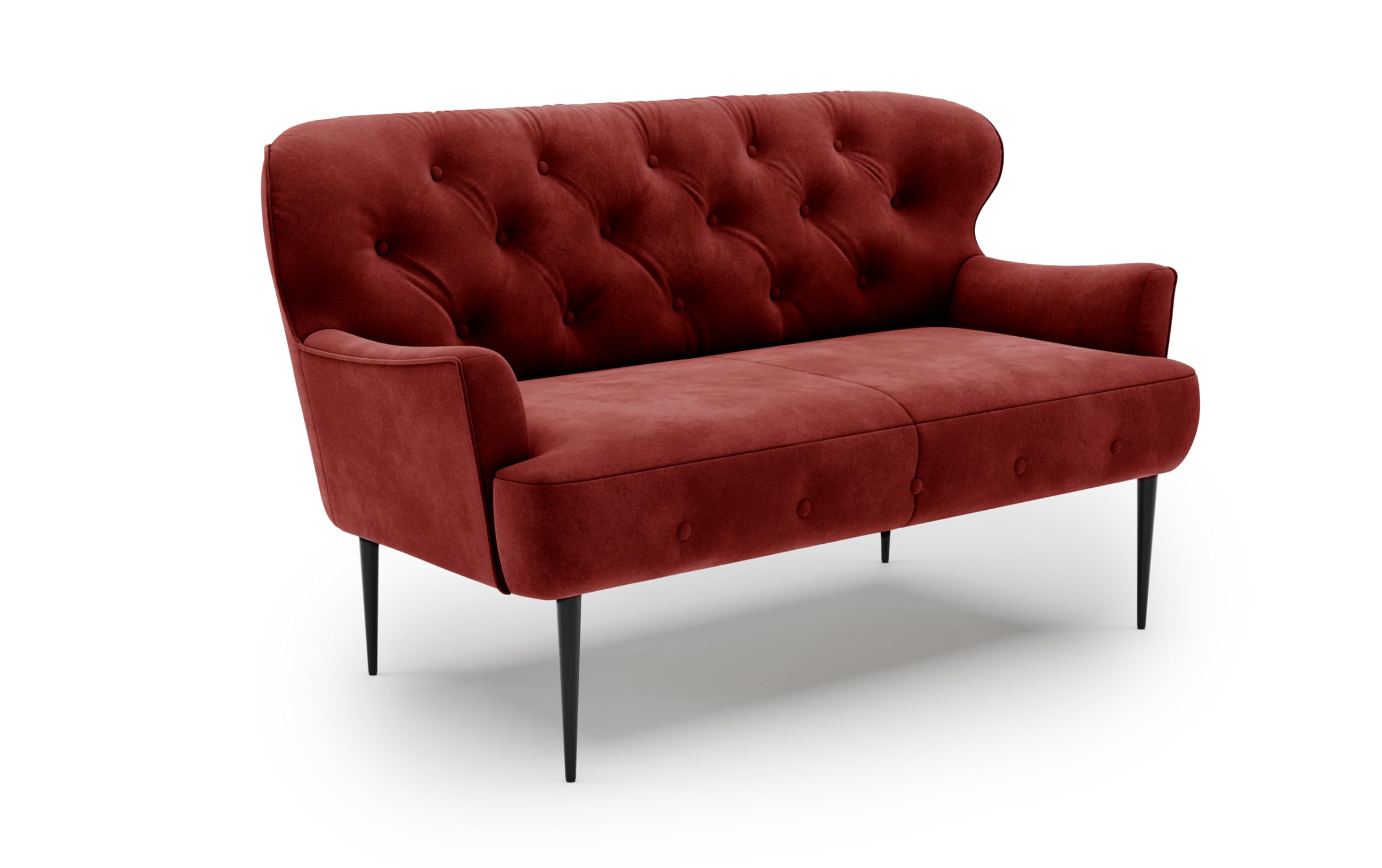 CAVADORE 2-Sitzer Küchensofa Amba, Trendige Sitzbank für Küche oder Esszimmer / 153 x 97 x 87 / Hochwertiges Mikrofaser: Rot