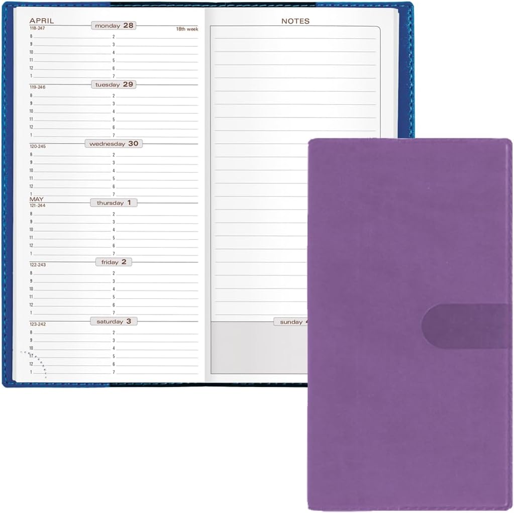 Exacompta 2026 Space 17 Calendar Year Weekly/ Monthly Planner Organizer - 12 Months (Jan. to Dec.) - 3 1/2" x 6 3/4" - Smooth Faux Suede Texas Violet Cover- Appointment Journal for Business, School, and Life
