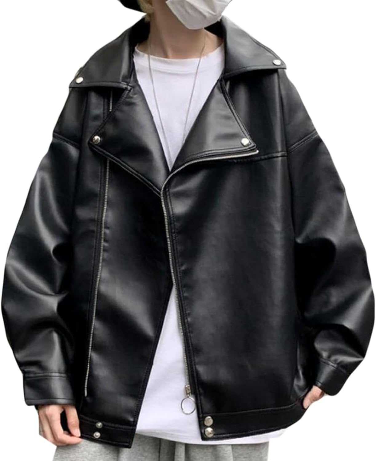 （BaLuoTe）レザージャケット メンズ 裏起毛 ライダースジャケット ゆったりジップアップ レザーコート アウター 大きいサイズ