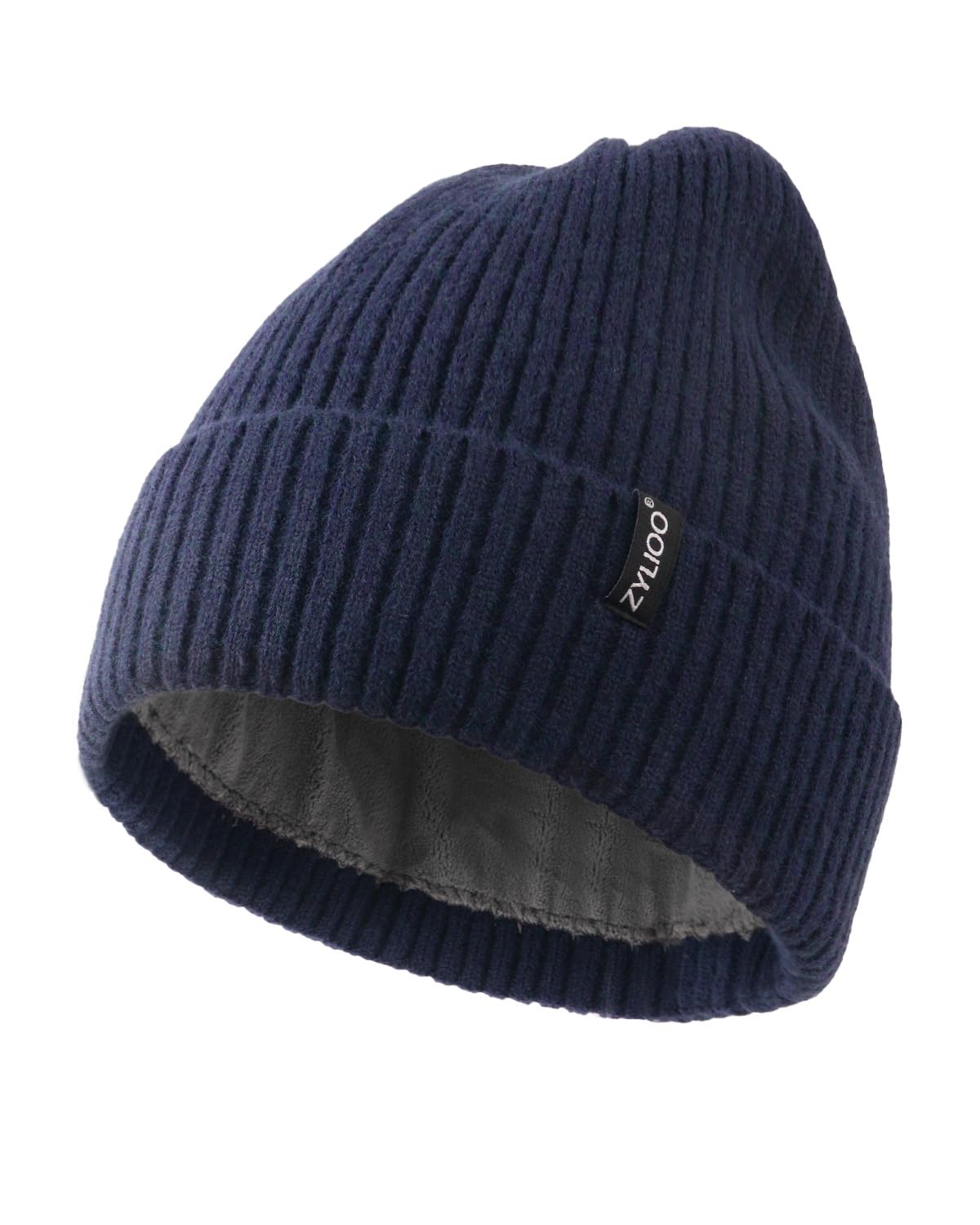 Zylioo Plus Size Fleece Lined Beanie Hat,2XL/XL/L/M/S Thermal Knitted Hat,Winter Warm Lined Snow Hats for Women Men