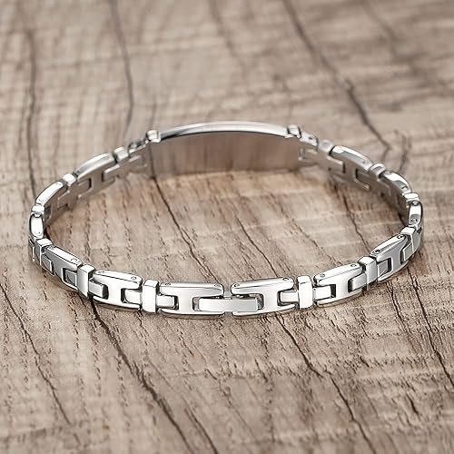 Miniatura 10 de LinnaLove Lady Medical Alert - Pulseras médicas de acero inoxidable para mujer, 7.5 pulgadas, Metal