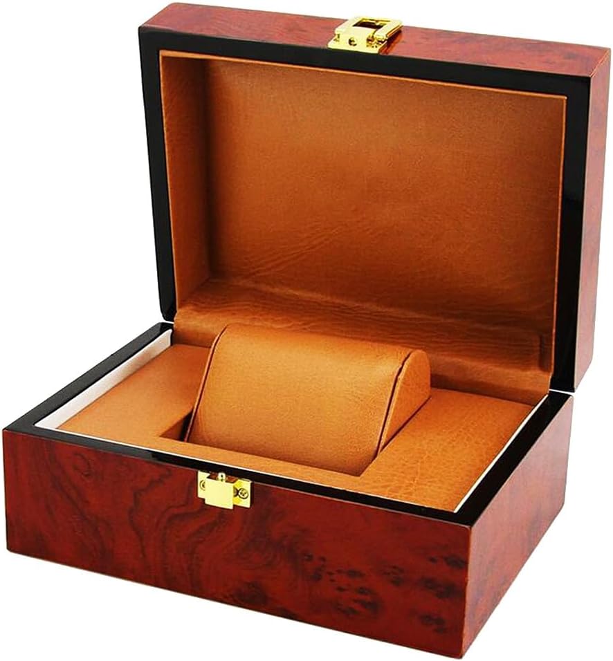 Cushion Interior Wooden Lock Clasp Solid Metal Jewelry Watch Storage Display Box Showcase Mens Gift 18.5x13.5x8.5cm