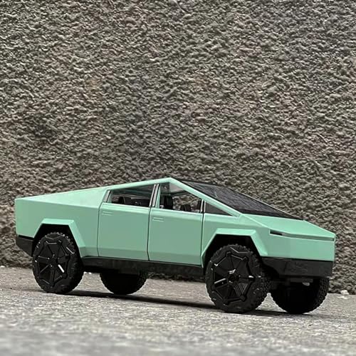 Image of Sasbsc Toy Trucks For Boys Cybertruck Model Green Pickup Truck 1 /24 Diecast Metal Toy Cars With Sound And Light For Kids Age 3 Year And Up