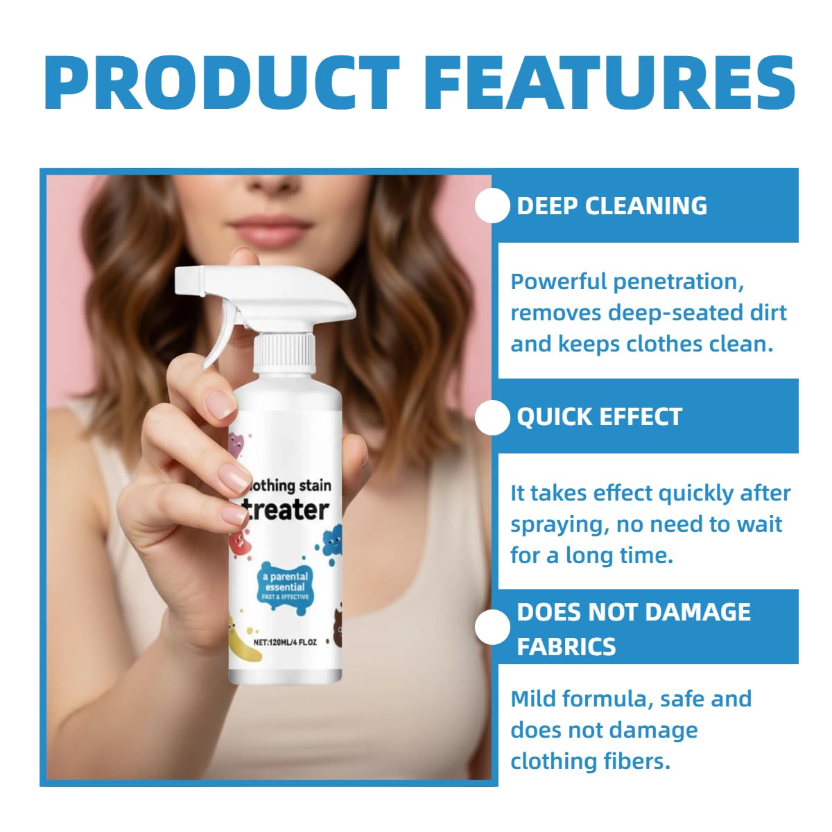 Spray Détachant Pour Vêtements,Spray Détachant Lavage,Anti-Taches pour Vêtements pour la Vie Quotidienne et Voyages,Rimuove Efficacemente le Macchie Ostinate da Vestiti e Tessuti,2 pezzi