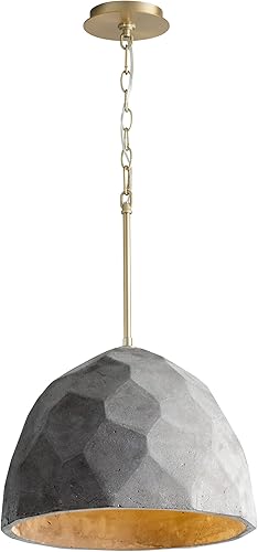 LUZAIRE DESIGN Oxygen 3-663-1540 Maria Collection - Lámpara colgante individual de 16 pulgadas en gris oscuro y acabado de latón envejecido I