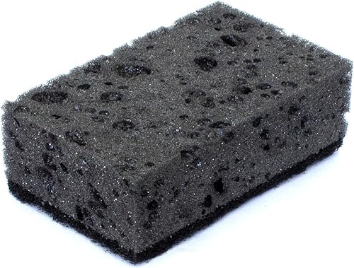 Miniatura 7 de Esponjas negras para exfoliantes. Hechas en Europa. Paquete de 9, 4.3 x 2.8 x 1.4 pulgadas. Fibra resistente y antiarañazos. Paquete de esponjas de