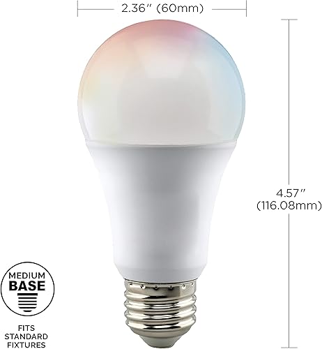 Miniatura 5 de Satco S11275 Starfish A19 Bombilla LED inteligente LED que cambia de color, funciona con Siri, Alexa, Google Assistant, SmartThings, 2700K-5000K,