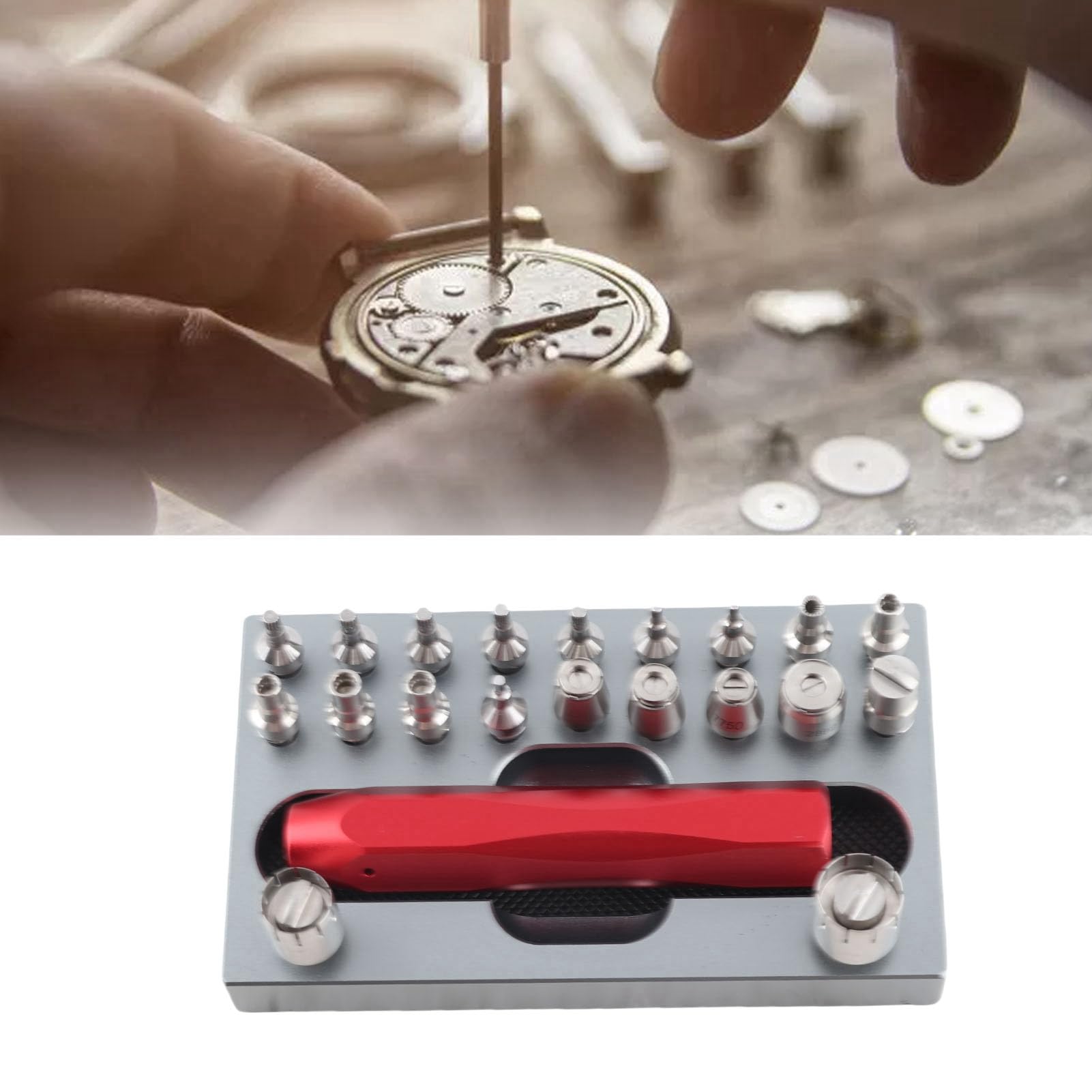 Herramienta para retirar la corona de reloj, removedor de tubo de corona de acero inoxidable con 20 llaves intercambiables, kit de reparación de fácil montaje para relojeros y