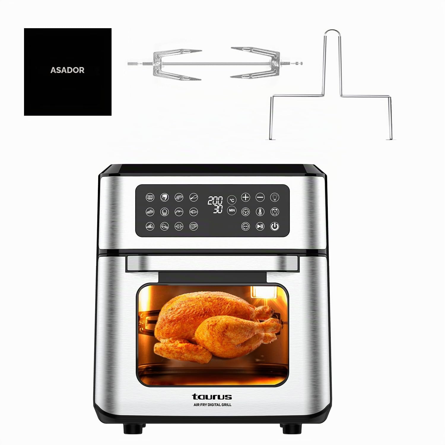 Taurus - Freidora de Aire y Horno 2 en 1 | 1800W Potencia | Capacidad de 12L | Pantalla Táctil con 12 Programas | Air Technology 99% Menos Grasa | Fácil de Limpiar