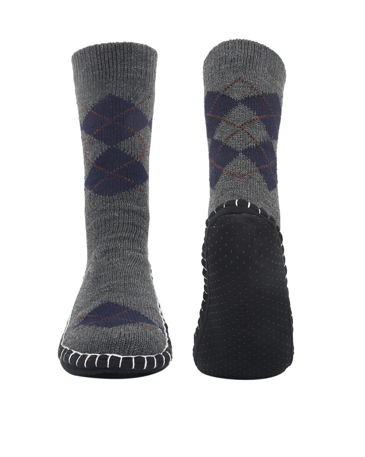 Men's Slipper Socks With Suede Non Slip Sole -Winter Knitted Home Warm Floor Indoor Stocking House