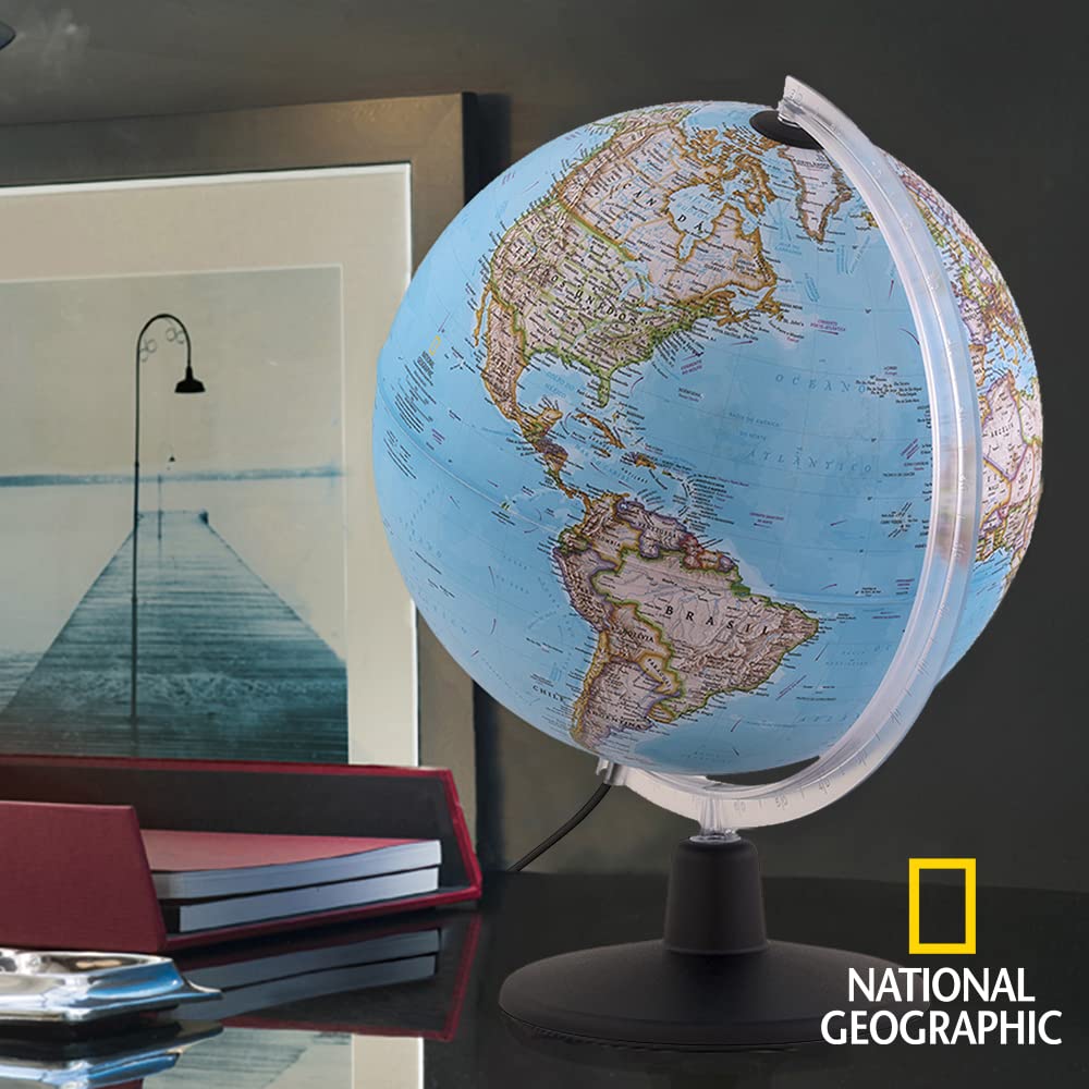 Tecnodidattica Globus NATGEO 30 | oficjalna policja fizyczna National Geographic Classic | podświetlany i obrotowy | tekst w języku hiszpańskim | średnica 30 cm, kolor (0330ORP4SPLFF066)