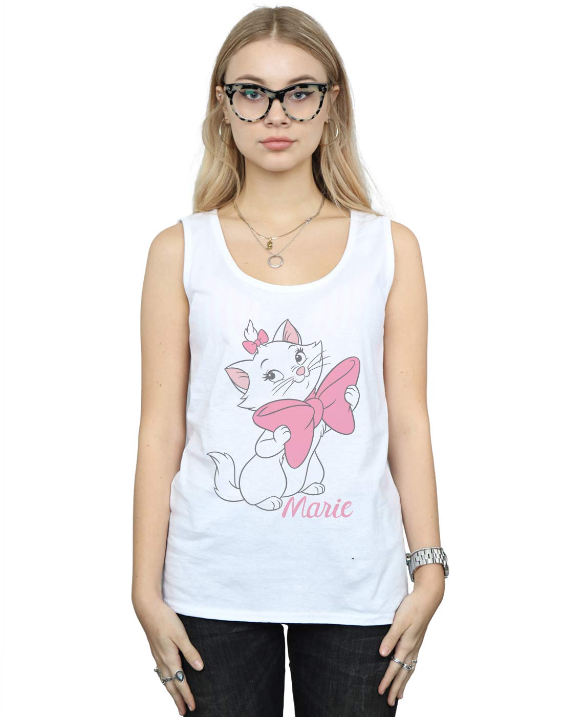 Absolute Cult Women's White Disney Aristocats Marie Bow Vest Small