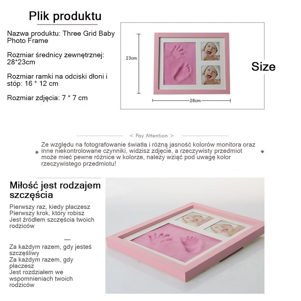 Zestaw dla Noworodka Ramka Odcisk Dłoni I Stopy,Ślad Dziecka Zestaw Pamiątkowa Ramka na Zdjęcia,prezenty na Baby Shower dla Dziewcząt Chłopców,Drewniany