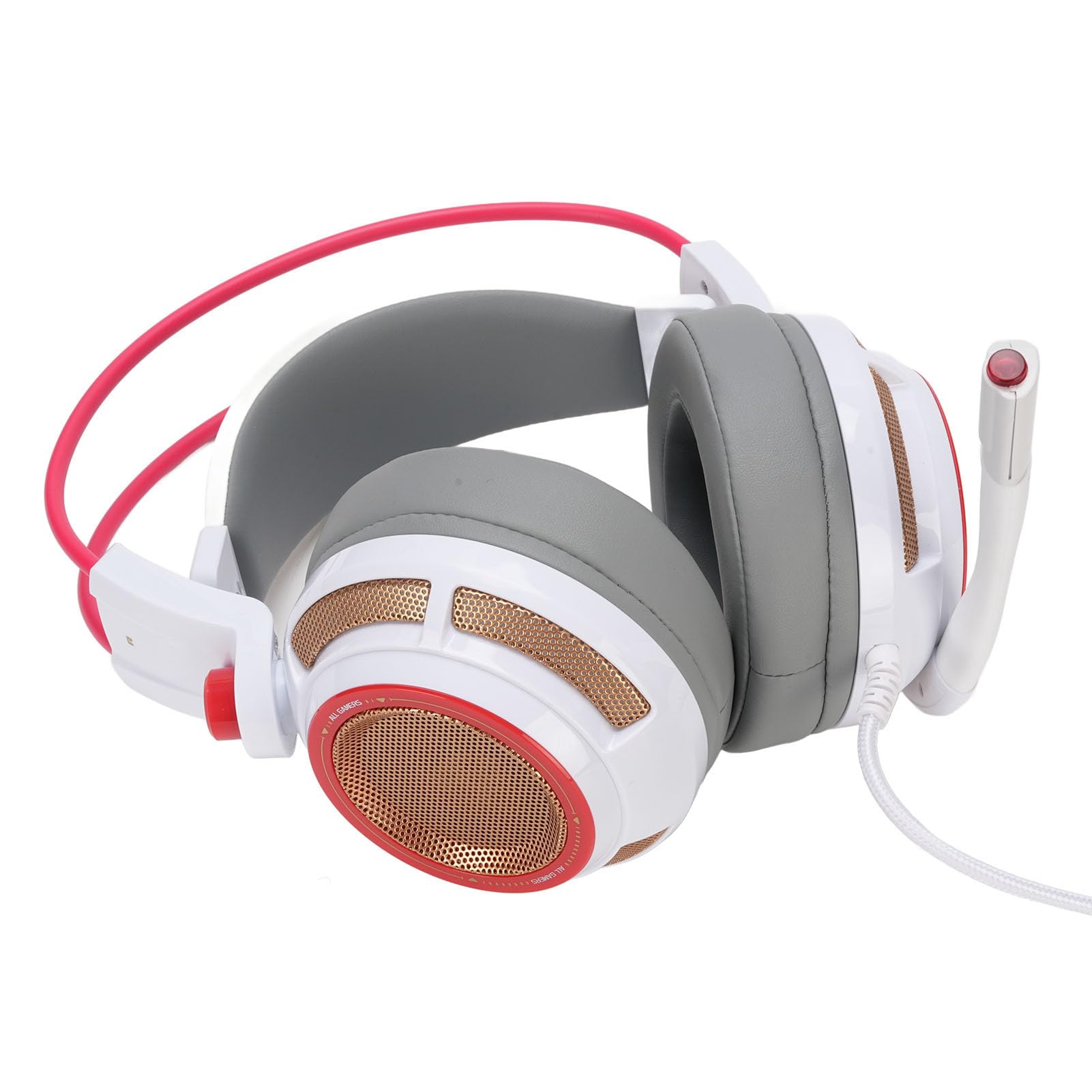 Gamingowy Zestaw Słuchawkowy, Zestaw Słuchawkowy USB z Dźwiękiem Przestrzennym 7.1 z Mikrofonem Dookólnym Słuchawki Nauszne do Komputera do Gier, Lekki Typu Plug and Play z redukcją Szumów i