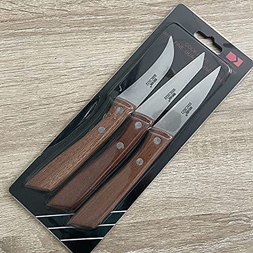 Htiam 3 Pieces Sharp Peeling Knives Vegetable Paring Knife Fruit Cutter Set Bird's Beak Knife (Brown) #TOP7