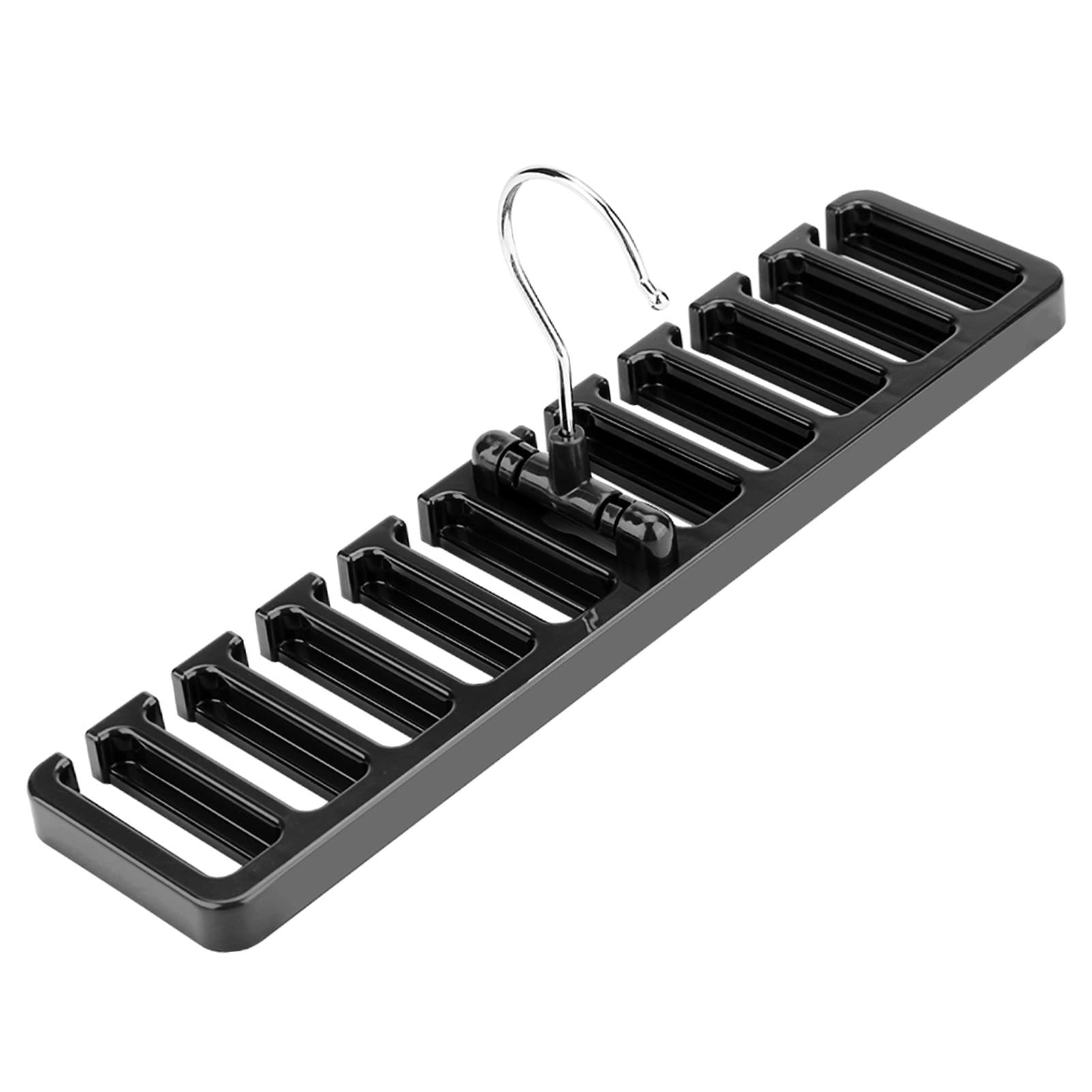 Belt Organizer, Plastic 10 Slot Belt Organizer, Multifunction Flexible Wardrobe Space Organizer 12 * 2.87 * 5.51 Inch, for Closet (Black)