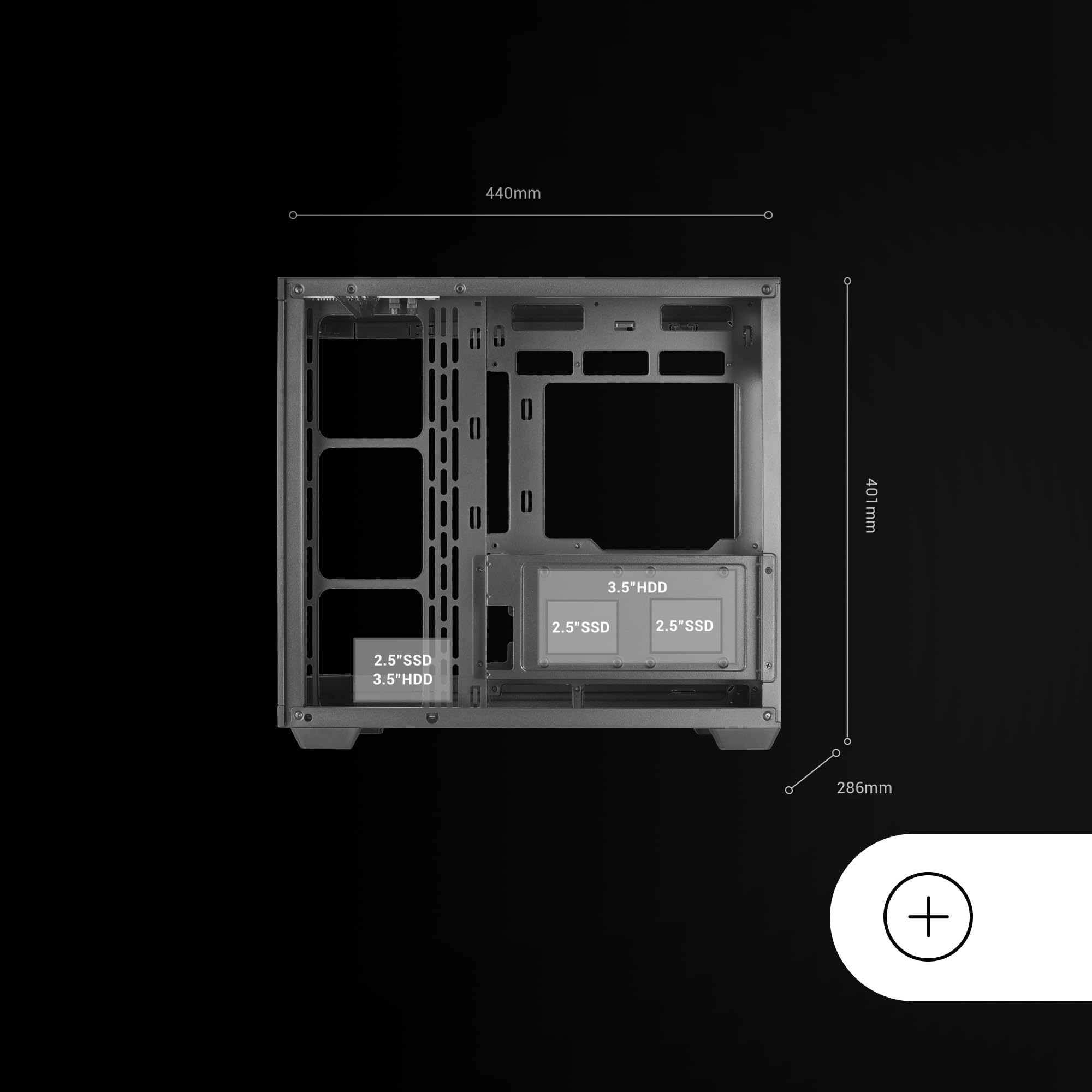 Mars Gaming MC-3TCORE, Custom ATX Gaming Gehäuse, Abnehmbares Fenster aus Dreifachglas, Dual-Kamera, Reverse Connector Backplane Kompatibler Semitower, Unterstützung für Flüssigkeitskühlung, Schwarz
