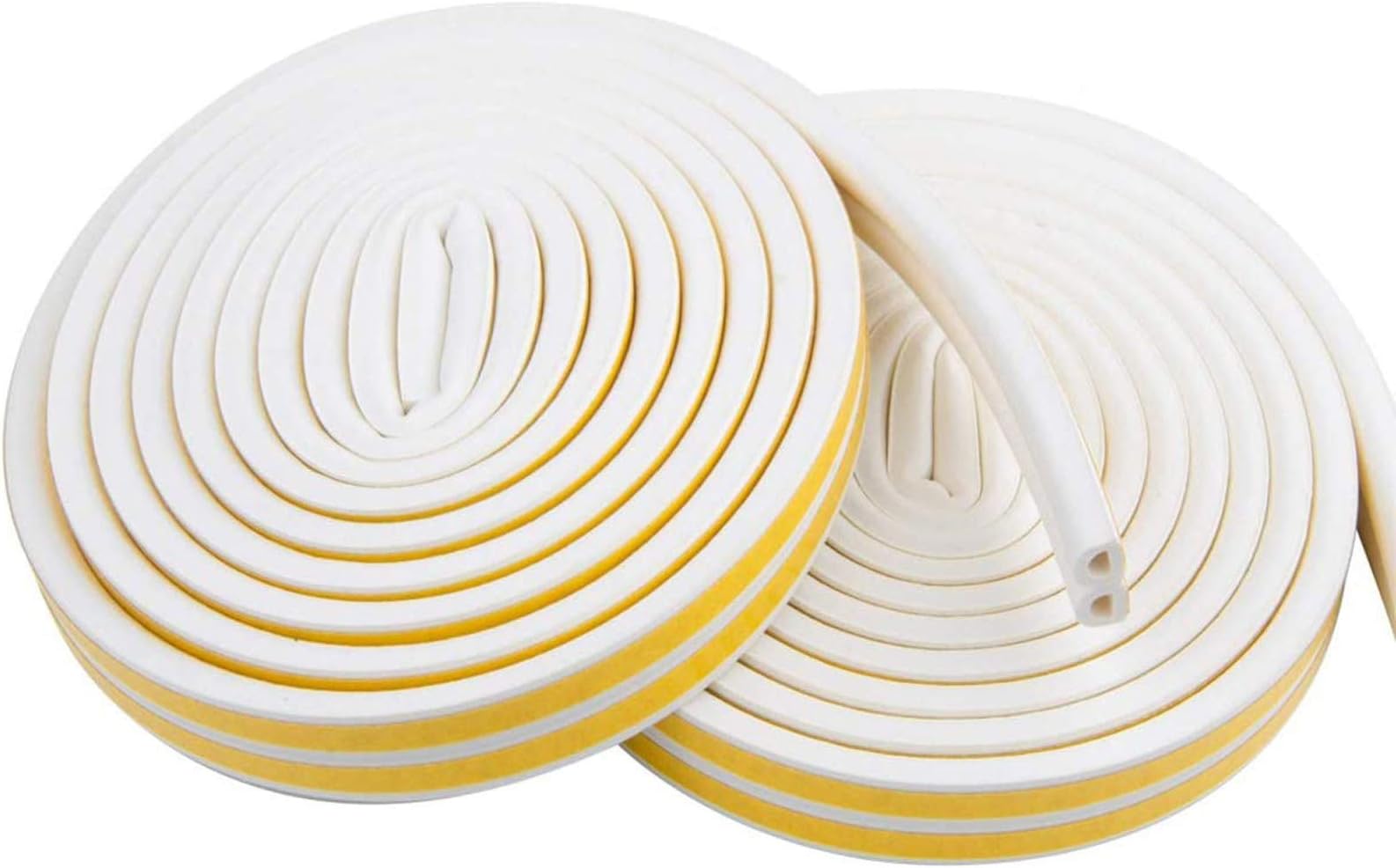 Weather Strip for Doors and Windows,Self-Adhisive Insulation Weatherproof Foam Seal Tape High Density Weather stripping, Collision Soundproof Weatherstrip Gap Blocker,2 Rolls,Total 33Feet Long (White)