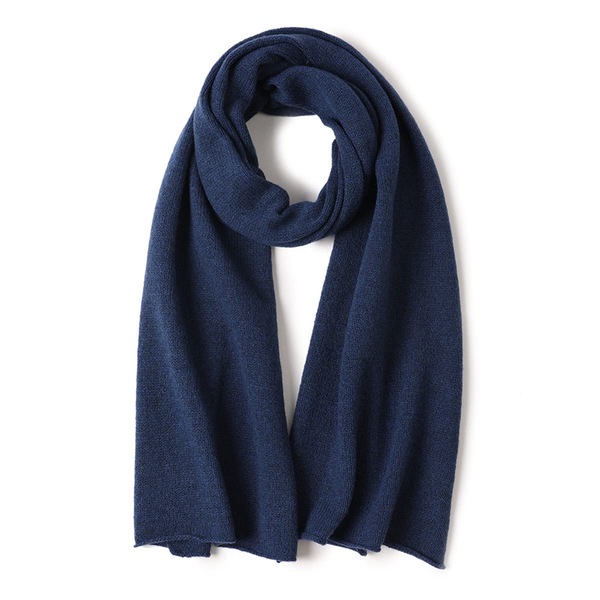 Invierno Cálido Bufanda de Punto para Hombre Mujer, Bufandas Largas de Lana y Yak Terciopelo Mezcla de Color Sólido, Unisex Braga Cuello Suave Punto Calentador para Esquí Deporte Regalos Navy Blue