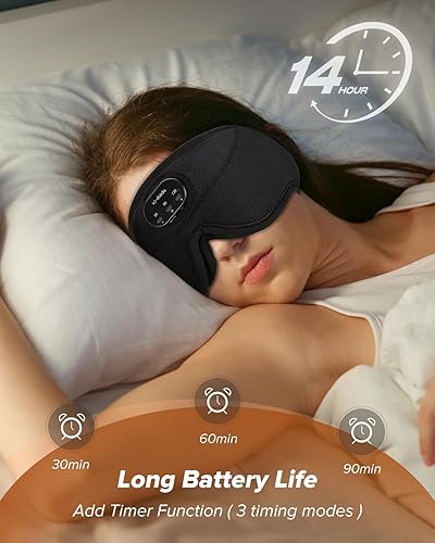 Miniatura 5 de LC-dolida Sleep Headphones, White Noise Bluetooth Sleep Mask 3D Wireless Eye Mask for Sleeping, Sleep Mask with Bluetooth Headphones for Side