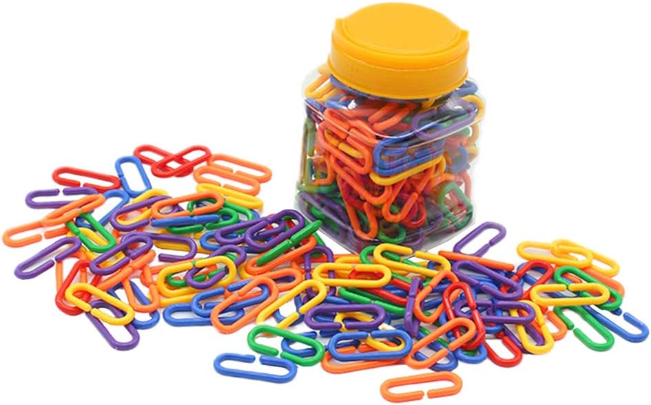 SM SunniMix 150pcs Ganchos Eslabones de Cadena de Plástico Eslabones en C Juguete para Niños