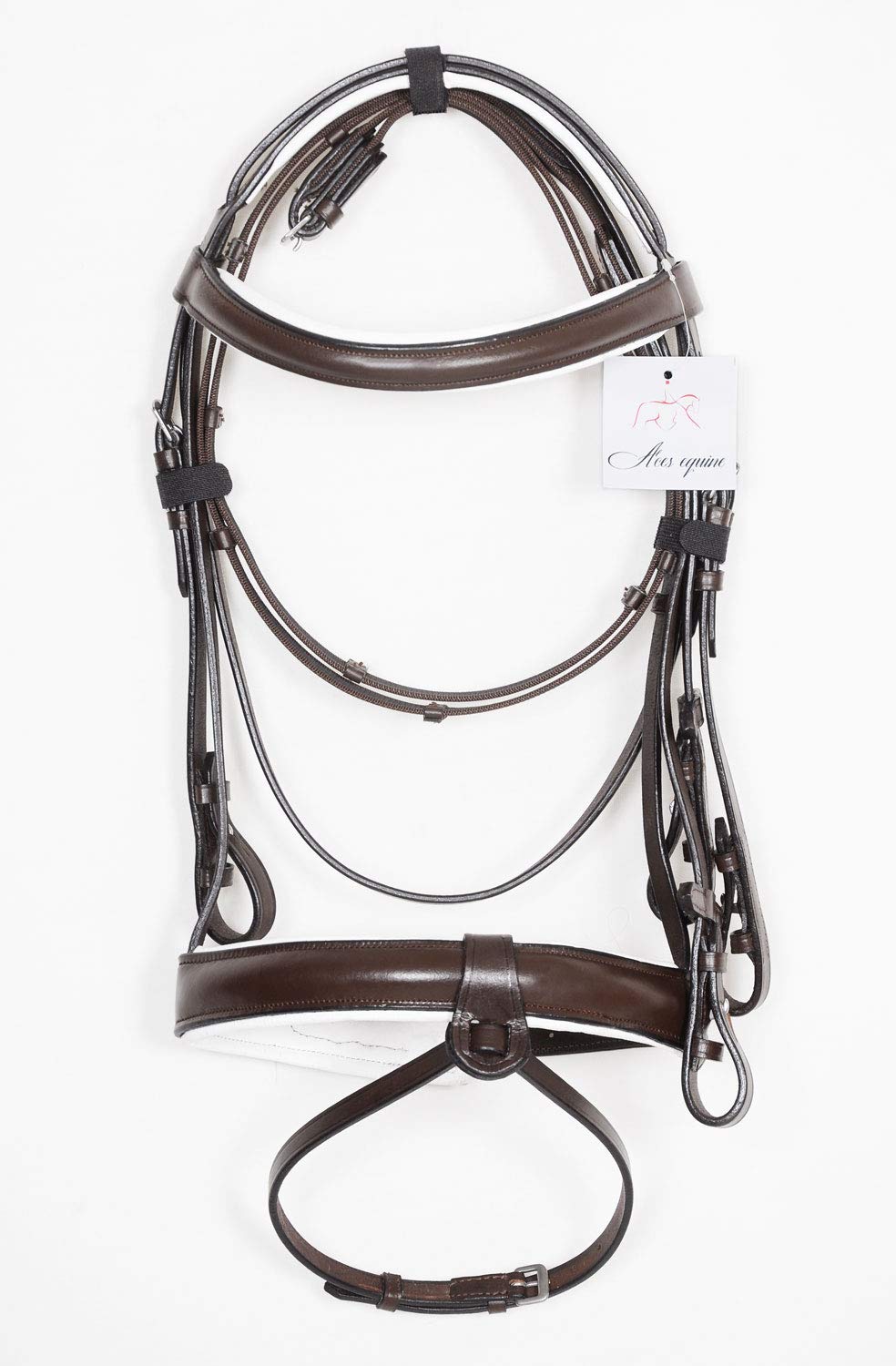Aces Equine Leather Horse Bonfire Bridle 1.5 Inch Noseband 1 Inch Browband Soft And Padded Brown (FULL)