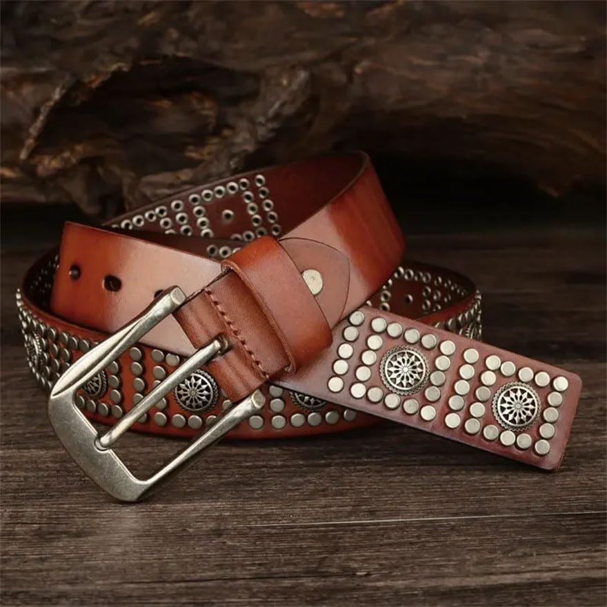 Men Metal Pin Buckle Belt Leather Rivet Punk Leather Jeans Belt Metal Rivet Decorative Belts2