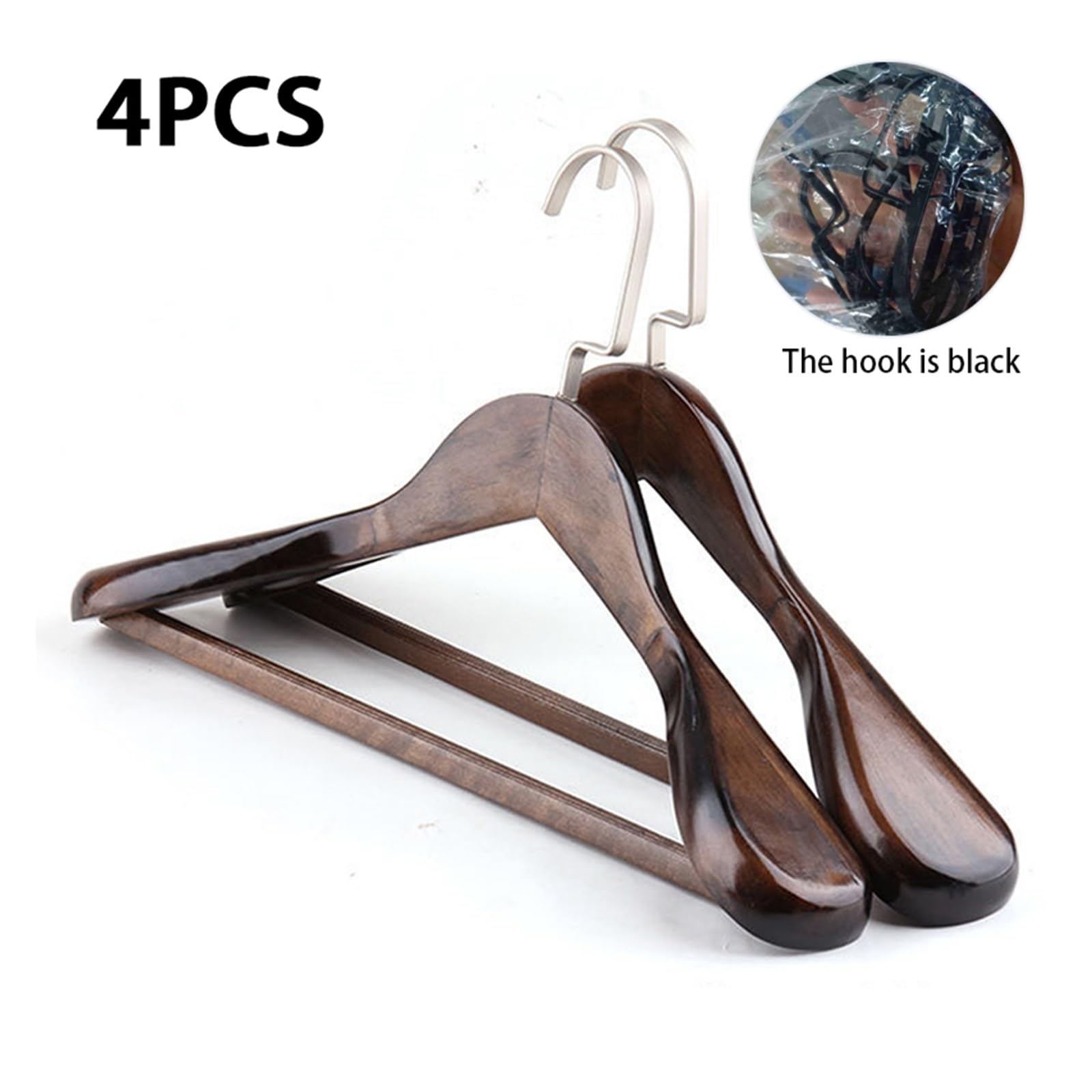 Hochwertige Kleiderbügel aus Holz, breite Schultern, glatte Oberfläche, ideal für Anzüge und Jacken, 4 Stück