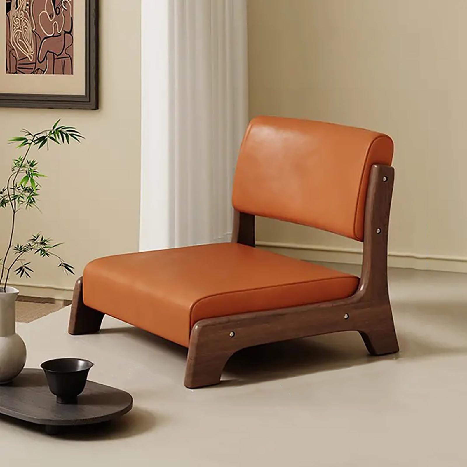 Chaise de sol japonaise tatami avec soutien dorsal et coussin doux