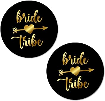 ملصقات Bride Tribe Round 2 Inch Big Glossy ، ملصقات Bachelorette Black and Gold ، رائعة لحفلات دش الزفاف ، الزينة ، العلامات ، أكياس الهدايا واللوازم. صنع في الولايات المتحدة الأمريكية