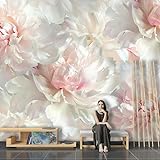 SPECUFX Fotomural Personalizado Gigante Floral Blanco Rosa 300x210cm Arte de la pared Sala de estar Sofá Tv Fondo Pintura de la pared Dormitorio Oficina Decoración del hogar