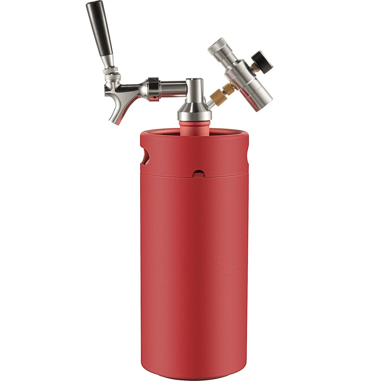 Distributeur de bière Pression réglable en Acier Inoxydable, Mini-grogneur de 3,6/4/5/8 L, équipement de Brassage à Domicile (3,6 L, Rouge)