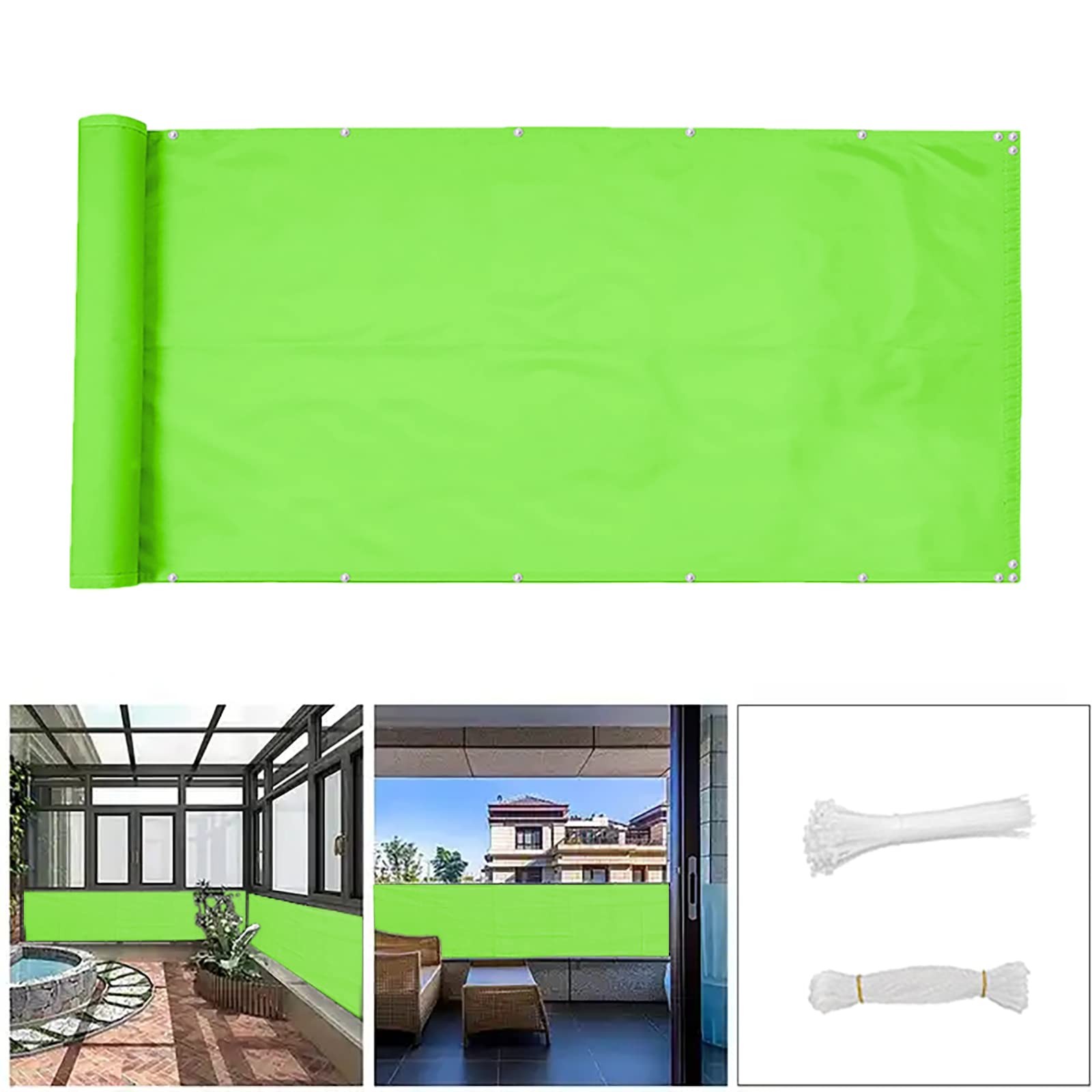 QINGLV Pantalla para Balcón Jardín Protección De Privacidad 90x900cm Lona De Protección para Balcones Y Terrazas Protección UV Opaca Balcón Pantalla De Privacidad para Jardín Balcón Terraza -Verde