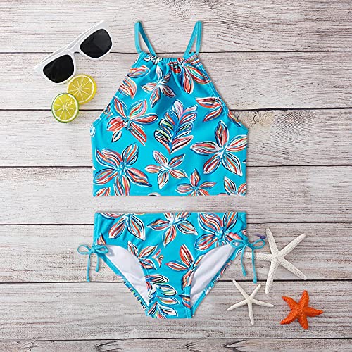 Betadog Girls' Beach Sport Bikini 2-Piece Swimsuit Girls' Beach Sport Criss-Cross Tankini Swimsuit (Blue, 13-14 Years)3