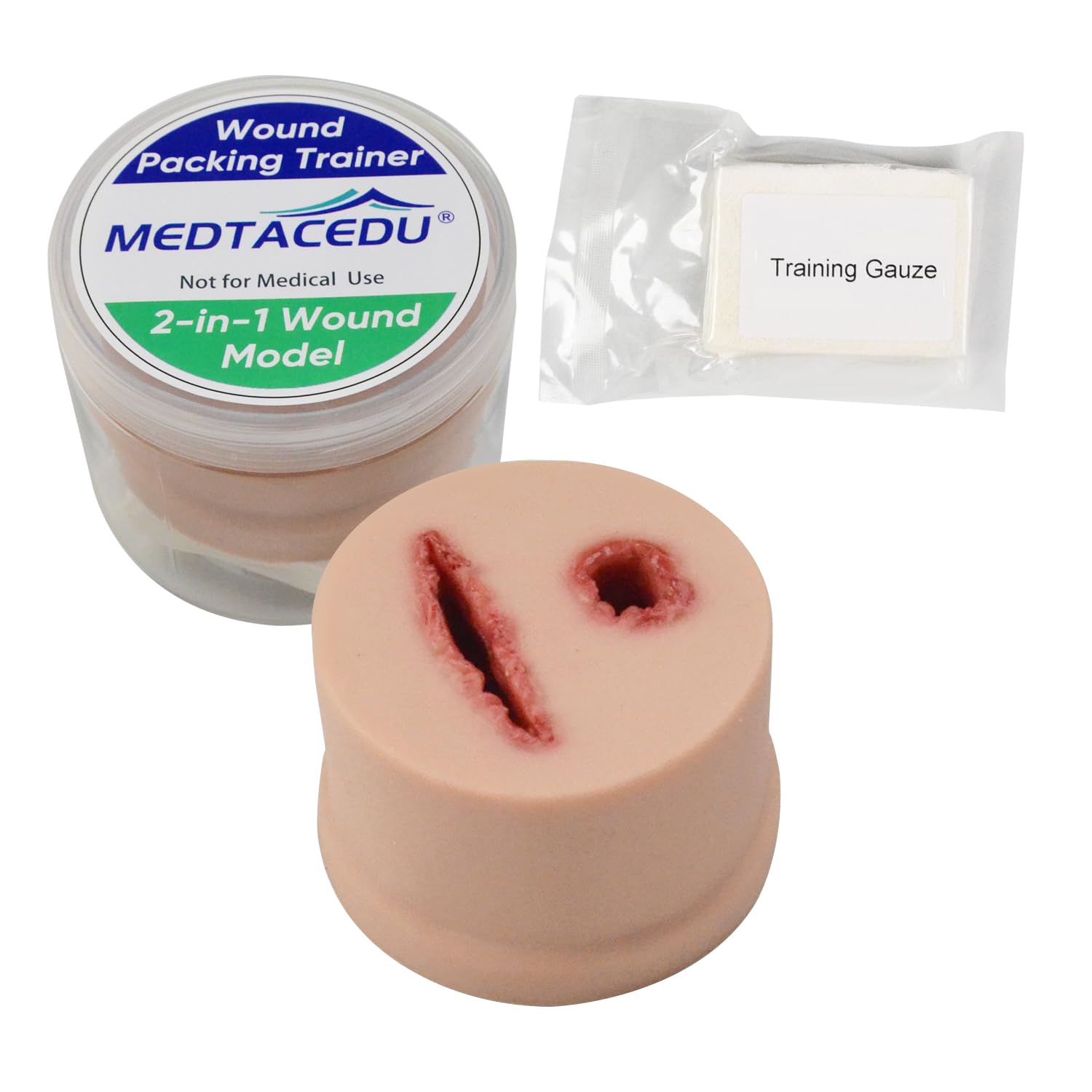 MEDTACEDU 2-in-1 Wound Packing Task Trainer, Bleeding Control Knit Trainer, Stop The Bleed Practice Kit for Medical Education, First Aid Emergency Practice, Military Trauma