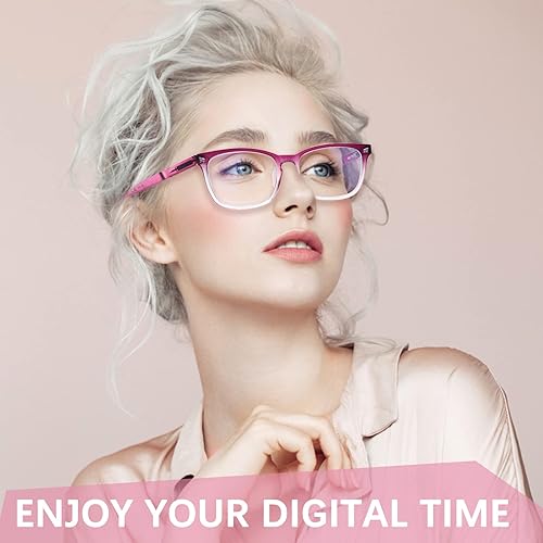 Miniatura 8 de Paquete de 5 lentes de lectura de moda para mujer, marco cuadrado, bloqueo de luz azul, anti UV, lentes de bisagra de resorte