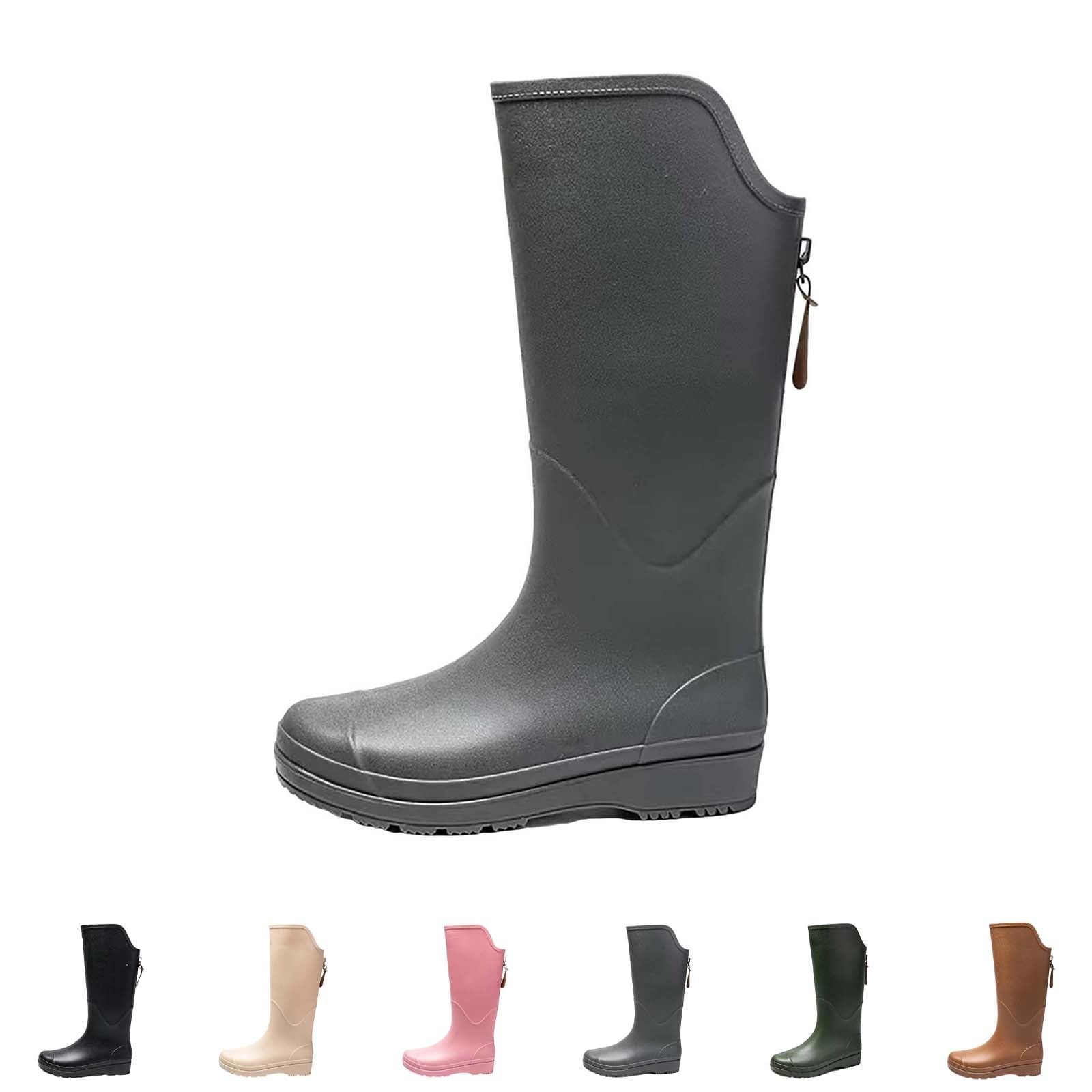 Generisch Bottes de pluie imperméables unisexes - Bottes de pêche hautes à enfiler - Antidérapantes - Avec semelle épaisse - Chaussures de jardin larges et confortables - Bottes d'extérieur légères