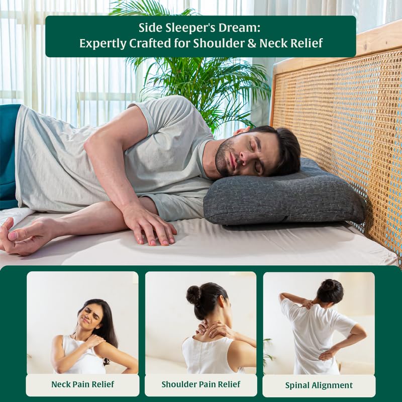 Image of The White Willow Cervical Ergonomic Orthopedic Memory Foam Wave Designed Big Size Bed Pillow for Sleeping, Neck Support, Back Pain Relief for All Sleeping Positions (26.5 inch L x 15.5 inch W x 4.5 inch H) -Grey