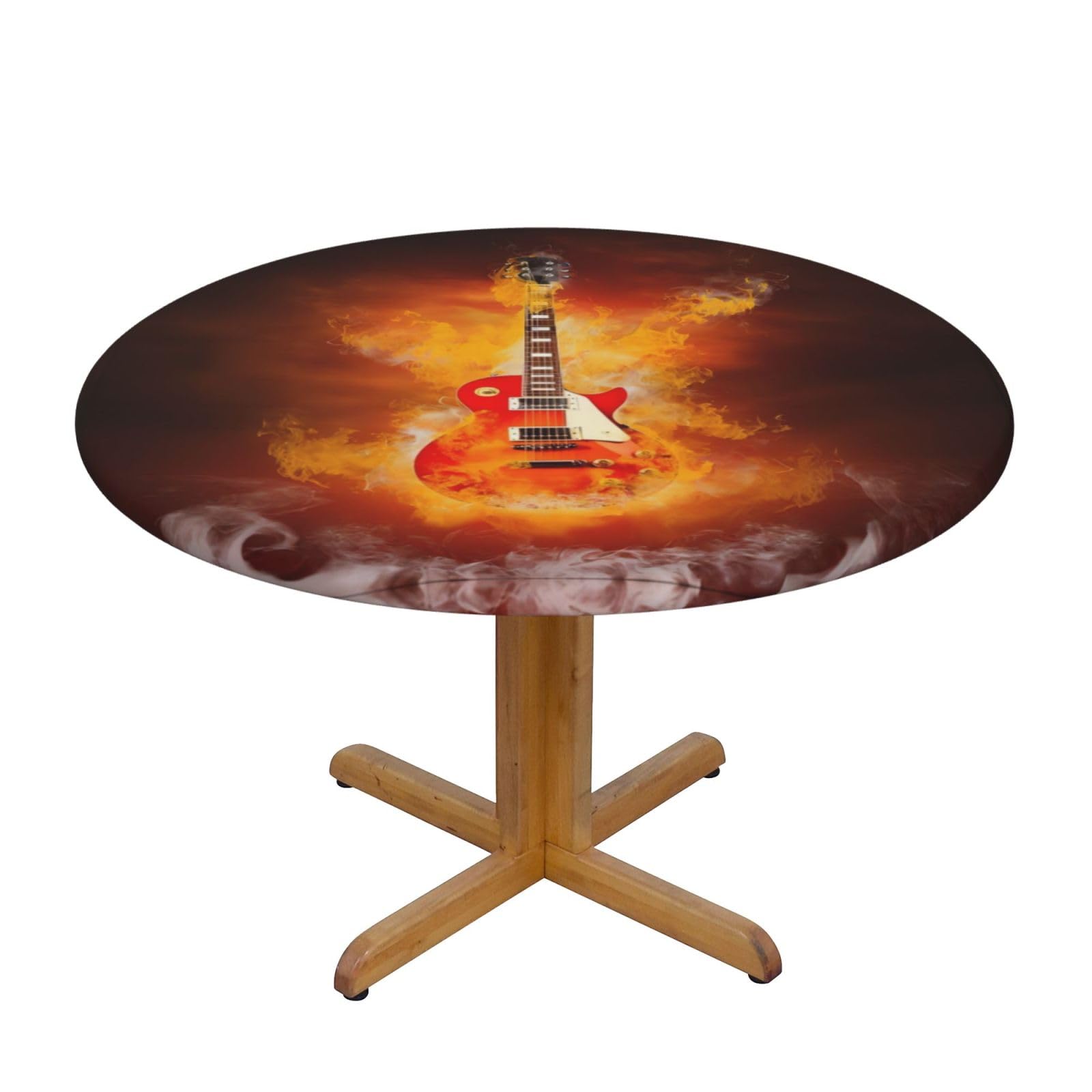 ZQYTGFDC Rock Guitar M Decorative Round Tablecloth Waterproof Anti Stain Oil Proof Size for 40 50 inch