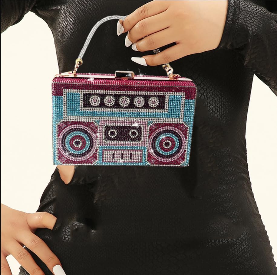 pearl&she Diamond Women Evening Handbags Purse Minaudiere Clutch Bag,Stack of Cash Dollars Crystal Clutch Purses - Image 2