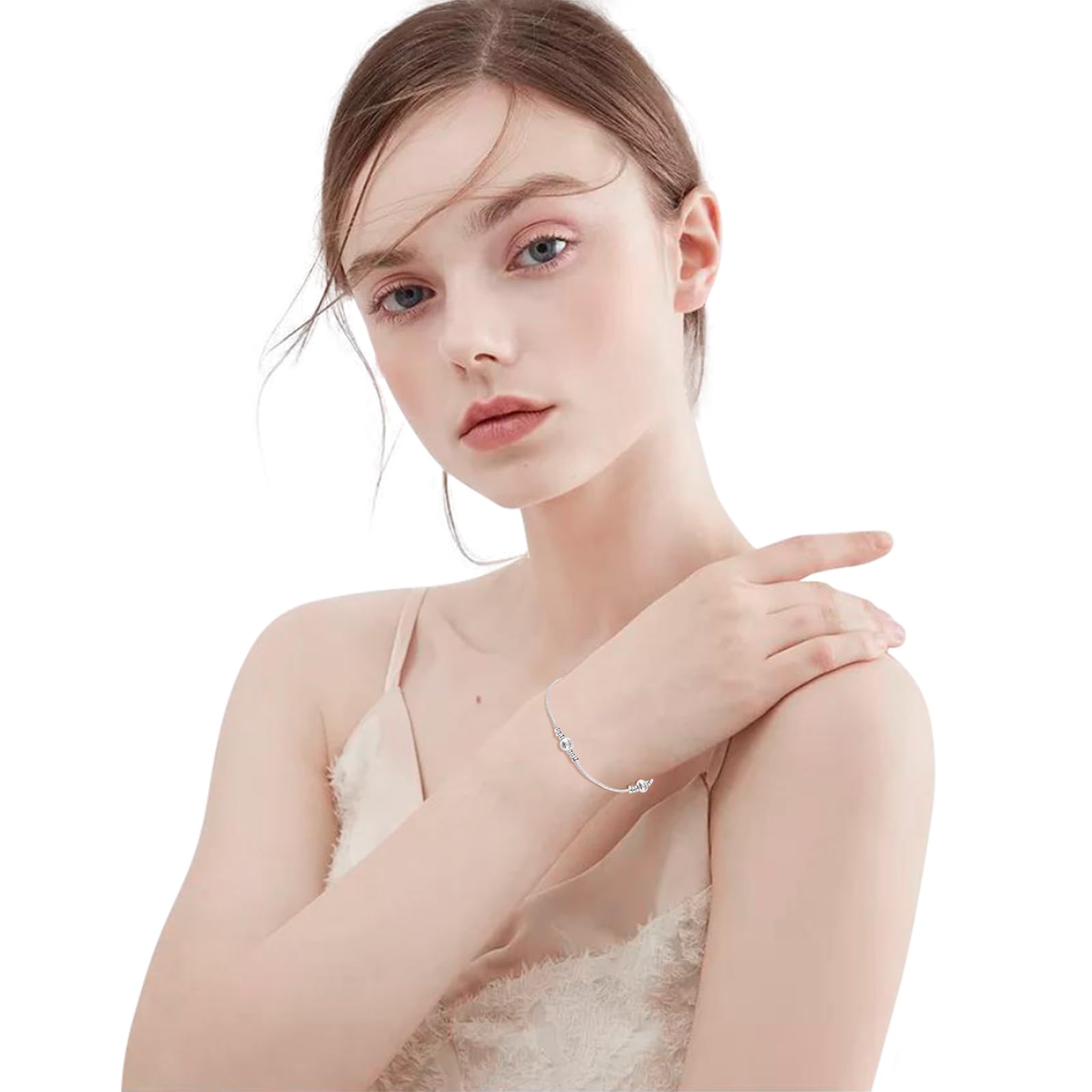 Bracciale In Argento Sterling 925 Con Pietre CZ - Regolabile, Ipoallergenico, Regalo Per Donne E Ragazze