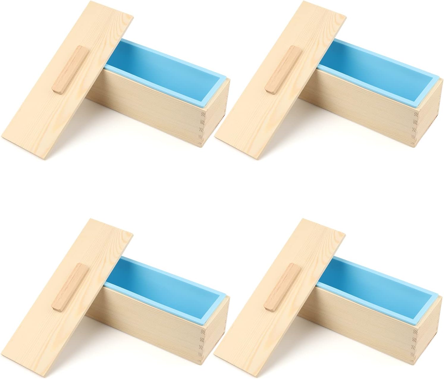 Soap Loaf Box, 42 oz Soap Box for Soap Making with Wooden Boxes, Set of 4, Soap Bar Box Can Be Used for Homemade Soap Produce, Soap Making, Ideal Size and Large Capacity,by GNIEMCKIN