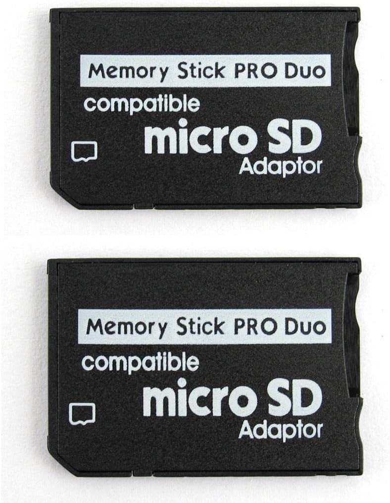 VizGiz 2 Pack Micro SD to Memory Stick Pro Duo Adapter Compatible MicroSD TF Converter Micro SDHC to MS PRO Duo Memory Stick Reader for Sony PSP 1000 2000 3000 Series Digital Camera and Others
